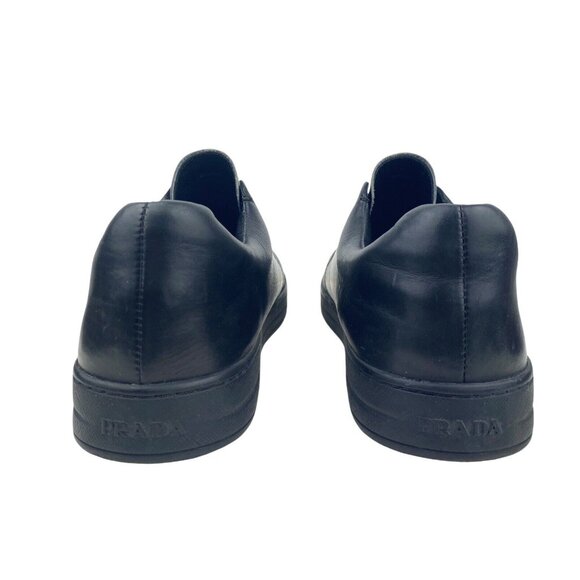 Prada Black Calfskin Leather Silver Chrome Slip On Sneakers 3S6047 US 8 EU 41 main image 6